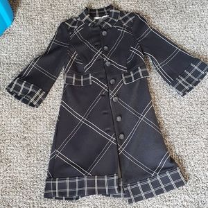 Diane Von Furstenberg black and white Plaid coat